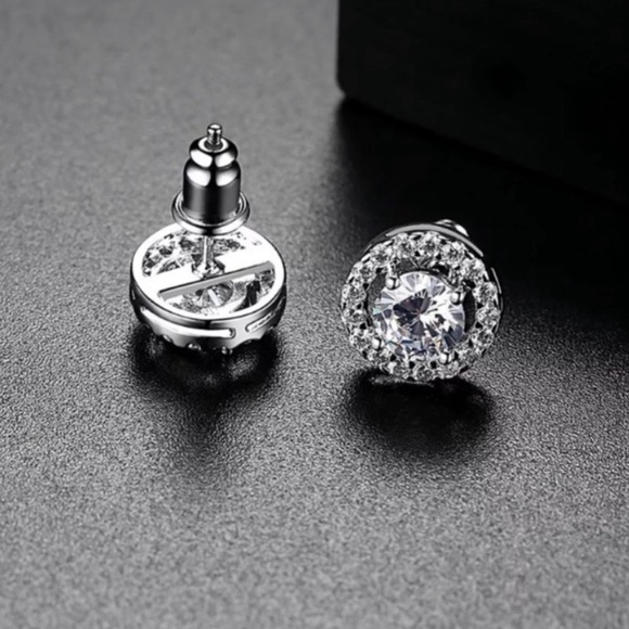 NEW STERLING SILVER DIAMOND EARRINGS - Picture 4 of 6